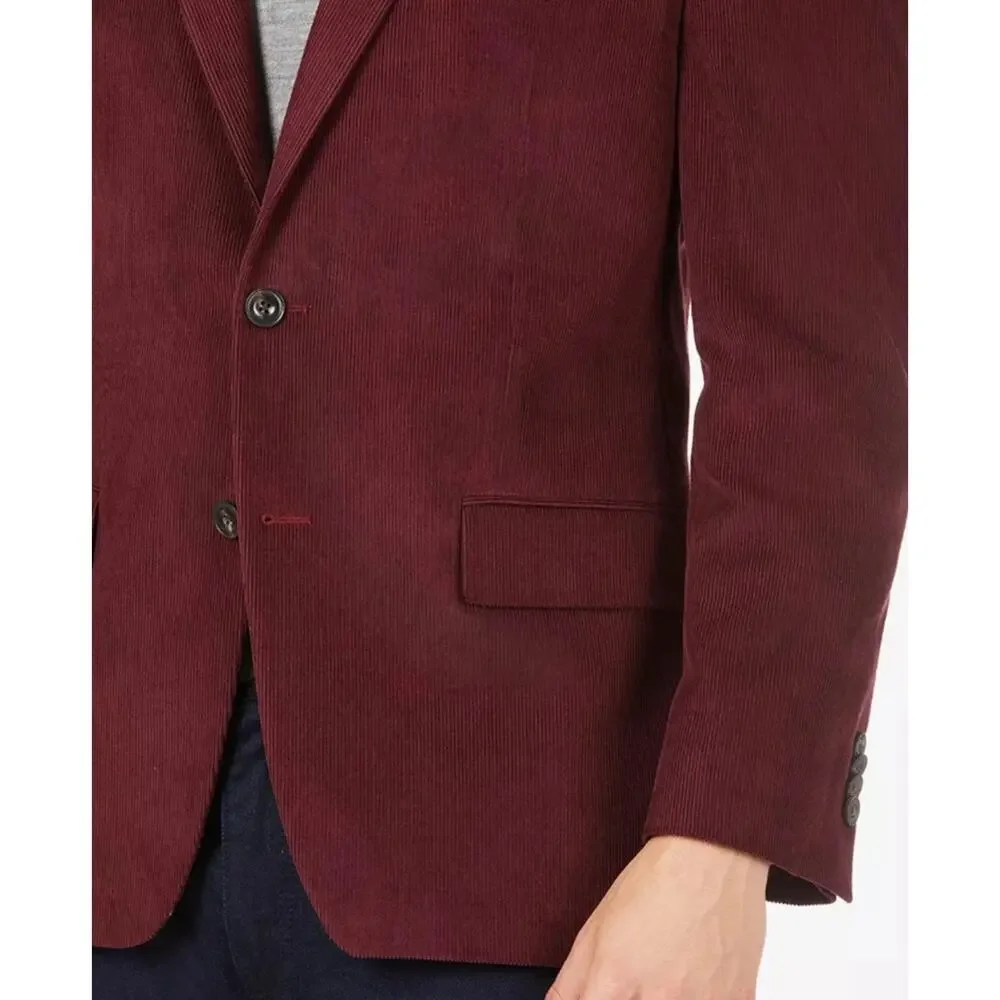 Michael Kors Sport Coat Men's Classic Corduroy Cotton Burgundy Blazer Size 38S